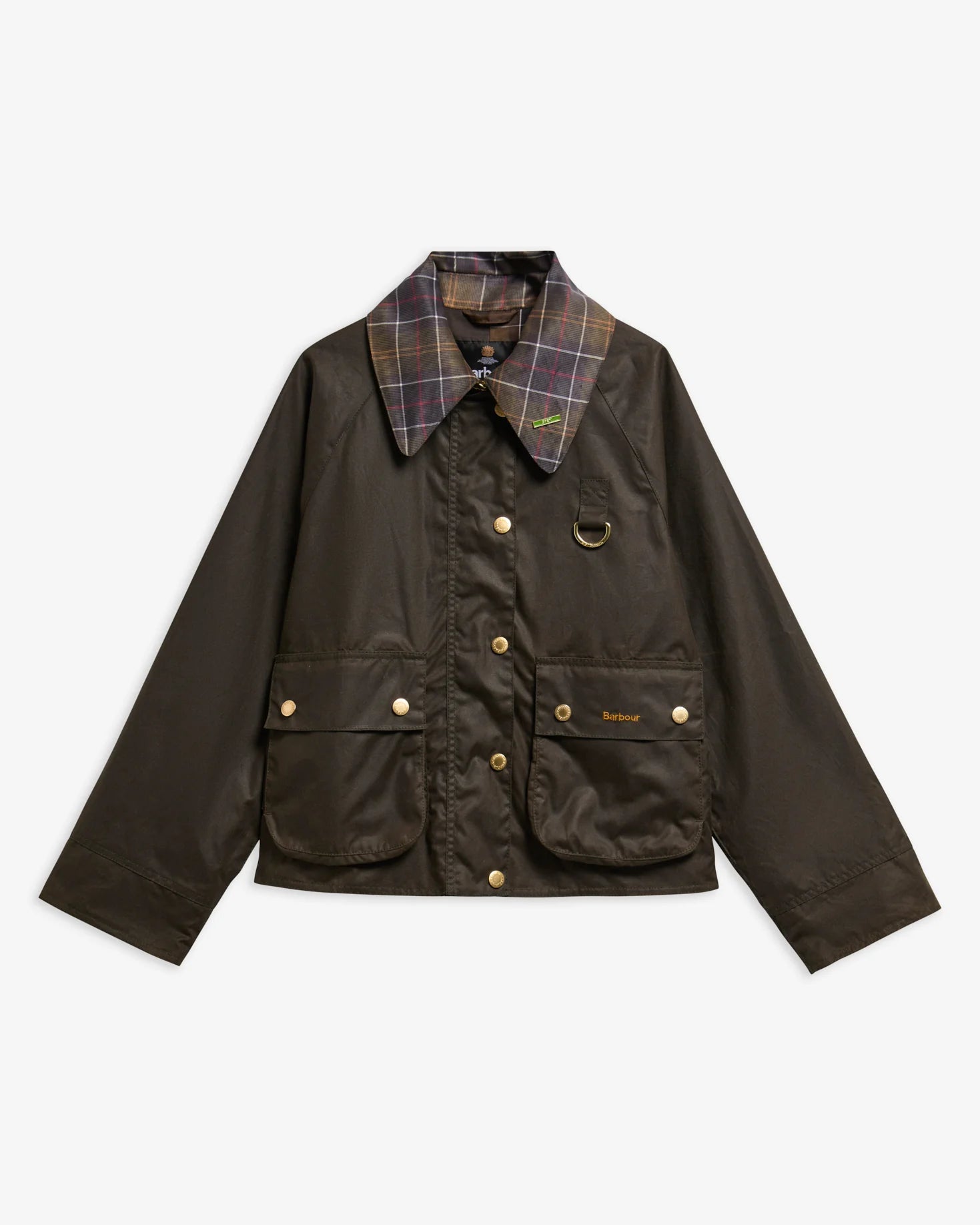 Barbour Icons Tartan Collar Spey Waxed Jacket Olive / Classic - Steranko Clothing Manchester