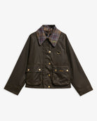 Barbour Icons Tartan Collar Spey Waxed Jacket Olive / Classic - Steranko Clothing Manchester