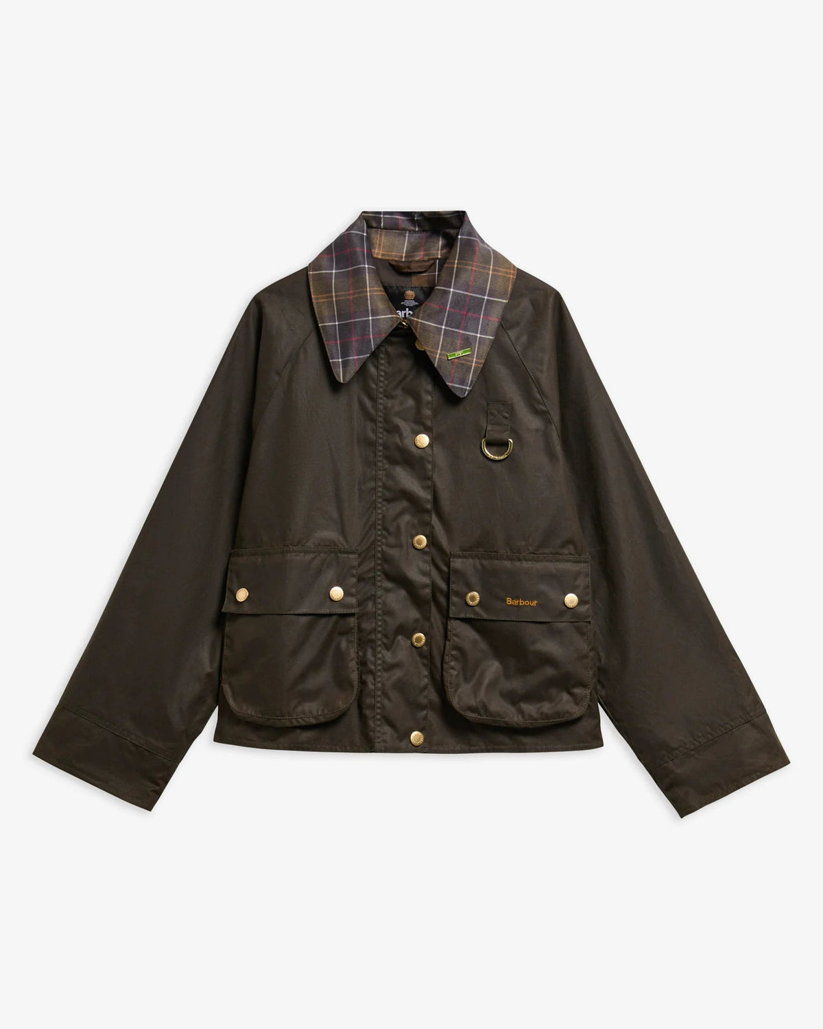 Barbour Icons Tartan Collar Spey Waxed Jacket Olive / Classic - Steranko Clothing Manchester