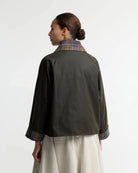 Barbour Icons Tartan Collar Spey Waxed Jacket Olive / Classic - Steranko Clothing Manchester