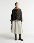 Barbour Icons Tartan Collar Spey Waxed Jacket Olive / Classic - Steranko Clothing Manchester