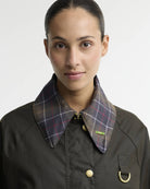 Barbour Icons Tartan Collar Spey Waxed Jacket Olive / Classic - Steranko Clothing Manchester