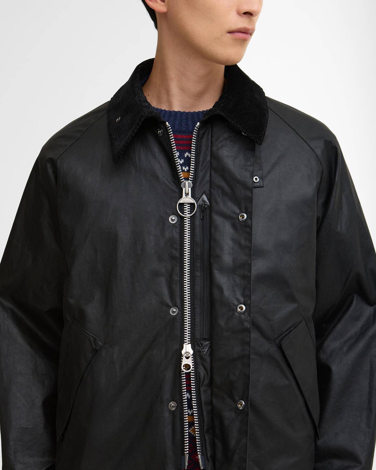 Barbour Oversized Transport Jacket Waxed Black - Steranko Clothing Manchester