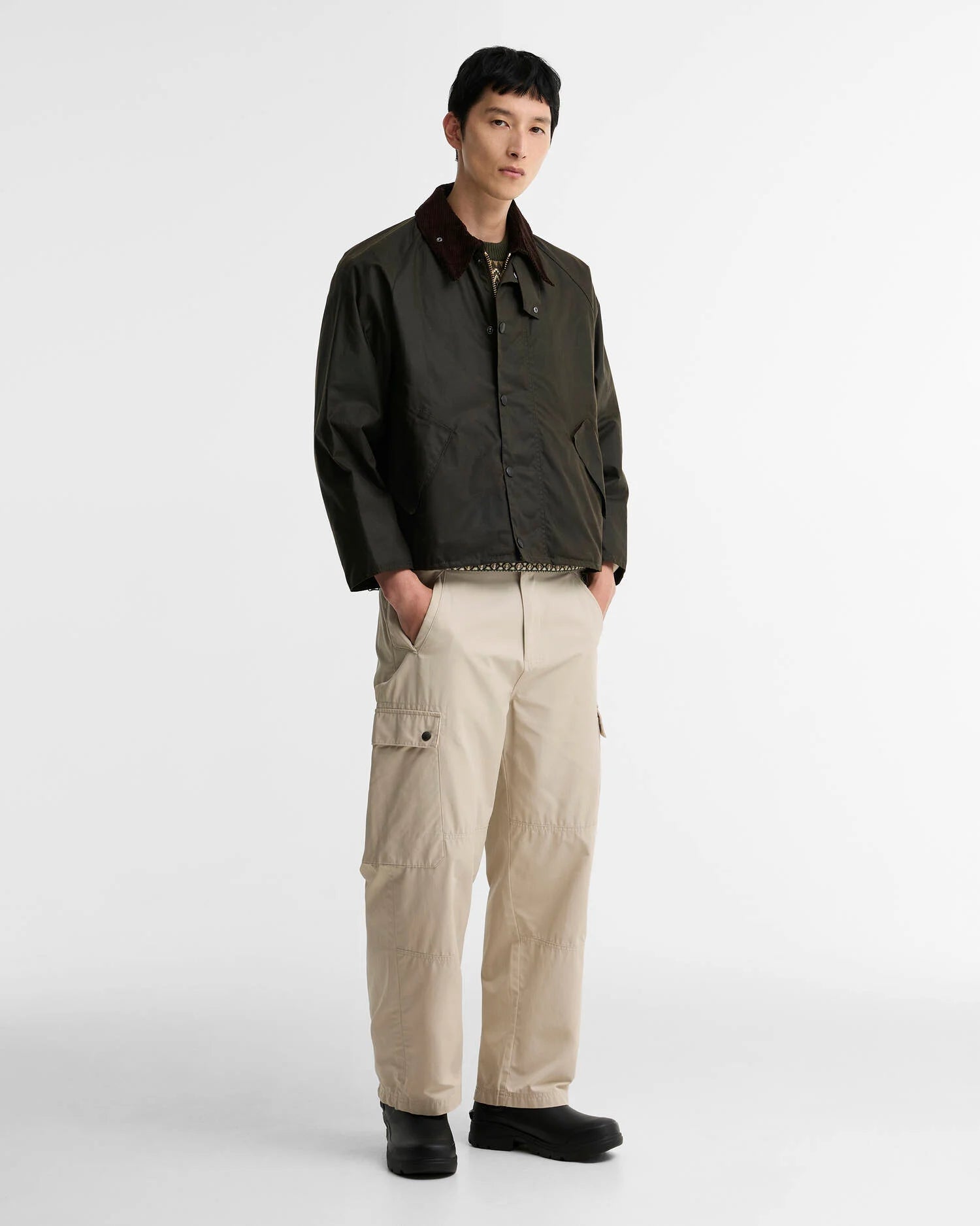 Barbour Oversized Transport Jacket Waxed Olive - Steranko Clothing Manchester