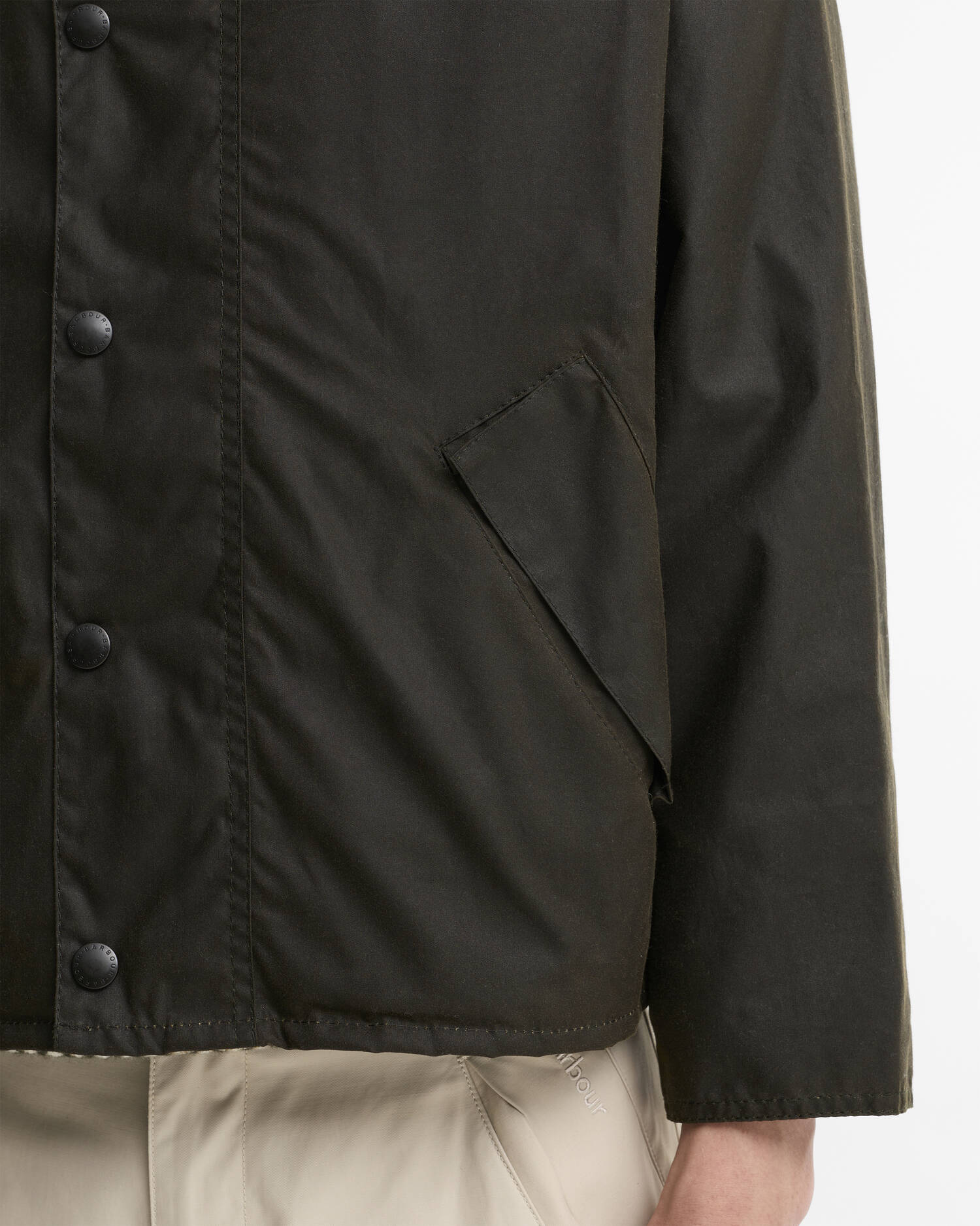 Barbour Oversized Transport Jacket Waxed Olive - Steranko Clothing Manchester