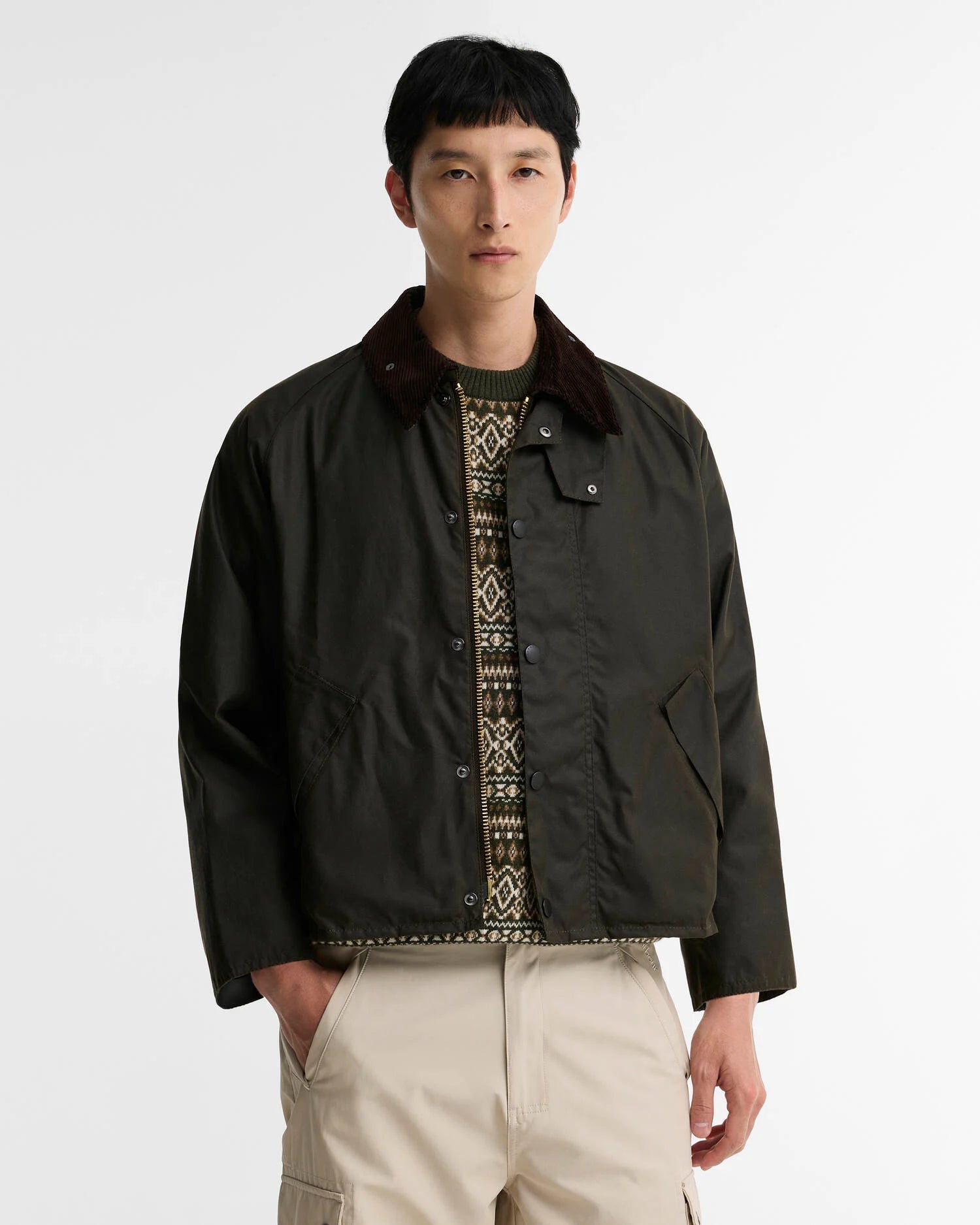 Barbour Oversized Transport Jacket Waxed Olive - Steranko Clothing Manchester