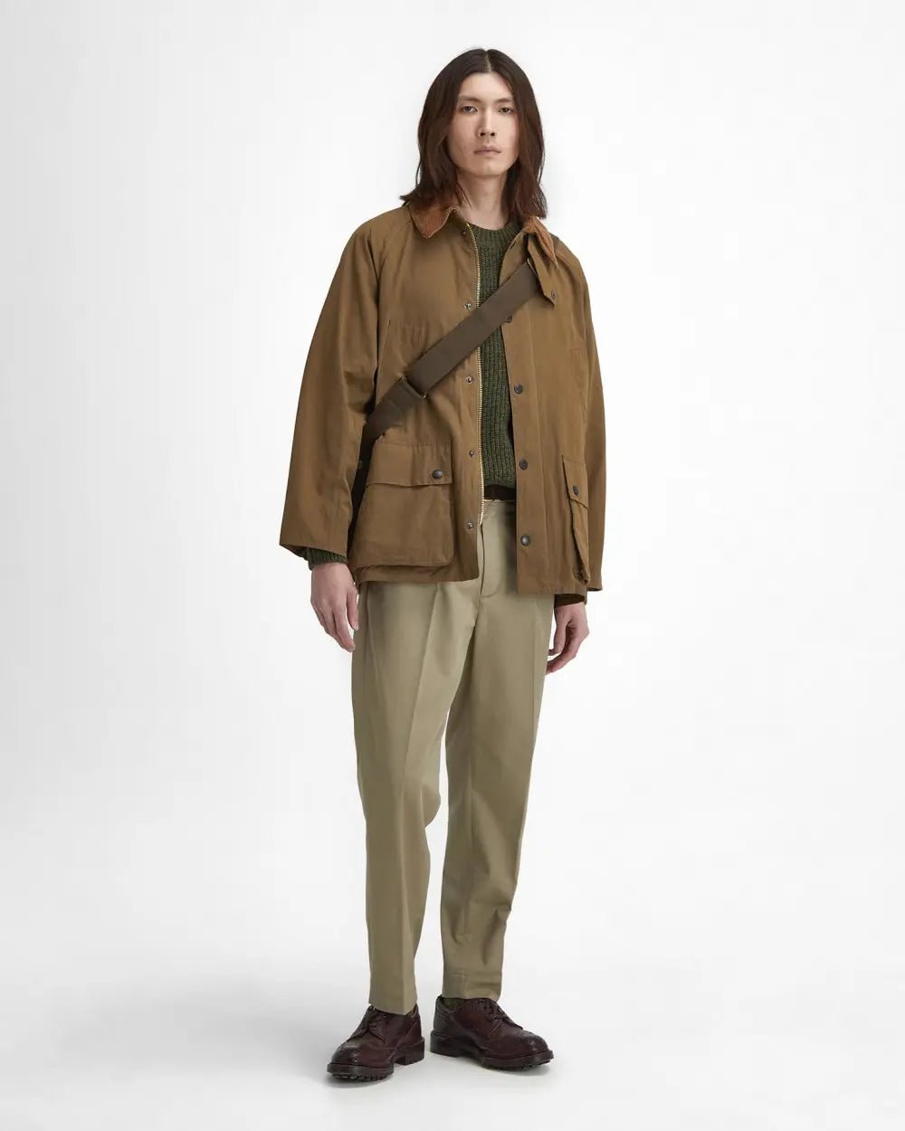 Barbour Peached Oversized Bedale Casual Jacket Dark Sand - Steranko Clothing Manchester