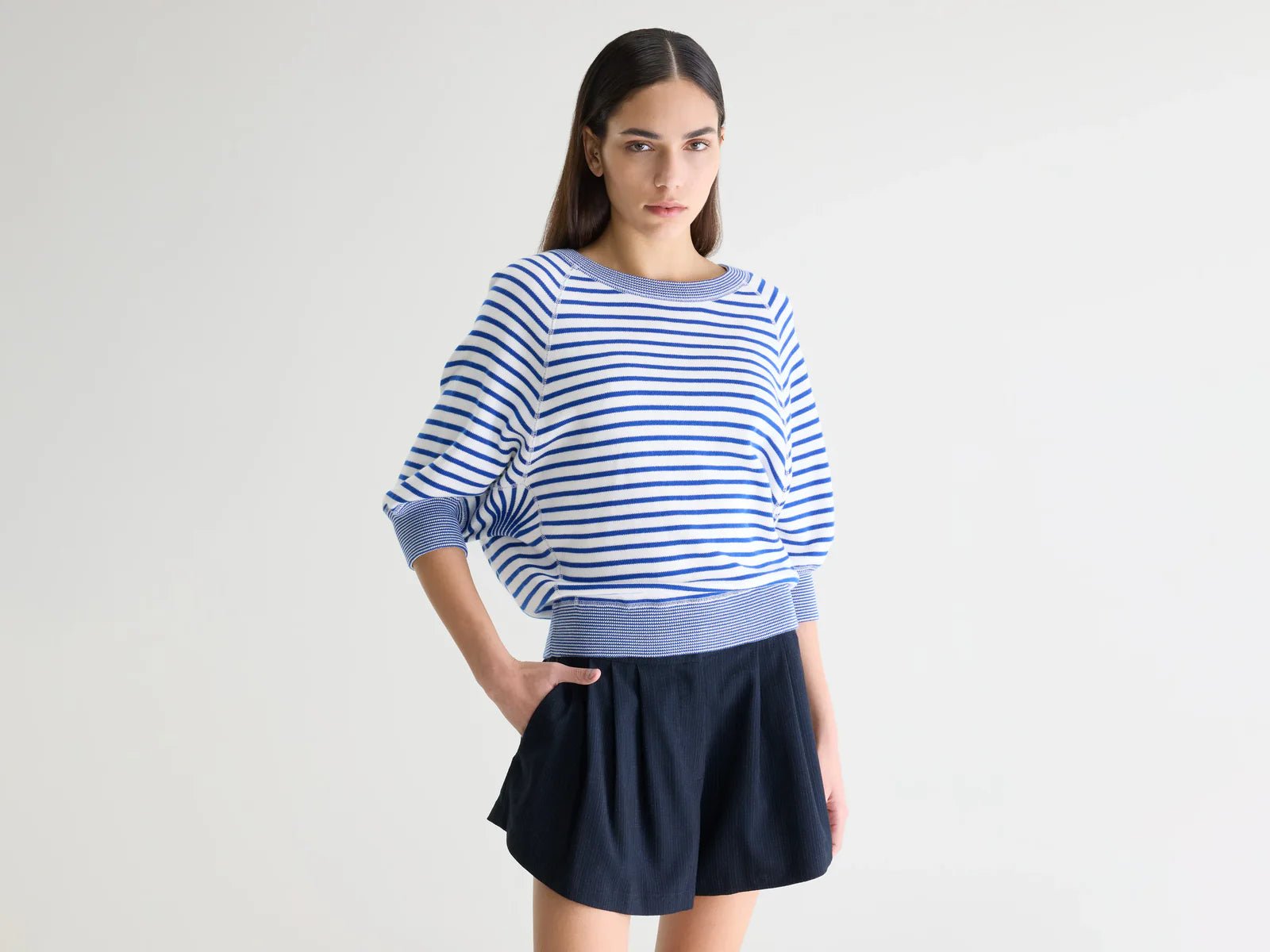 Bellerose Anglet Striped Crewneck Sweater Gitane/Vintage White - Steranko Clothing Manchester