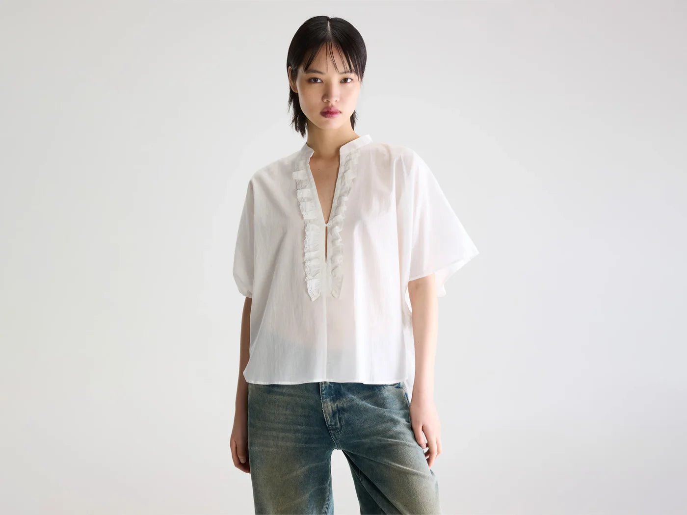 Bellerose Dahlia Short Sleeve Blouse White - Steranko Clothing Manchester