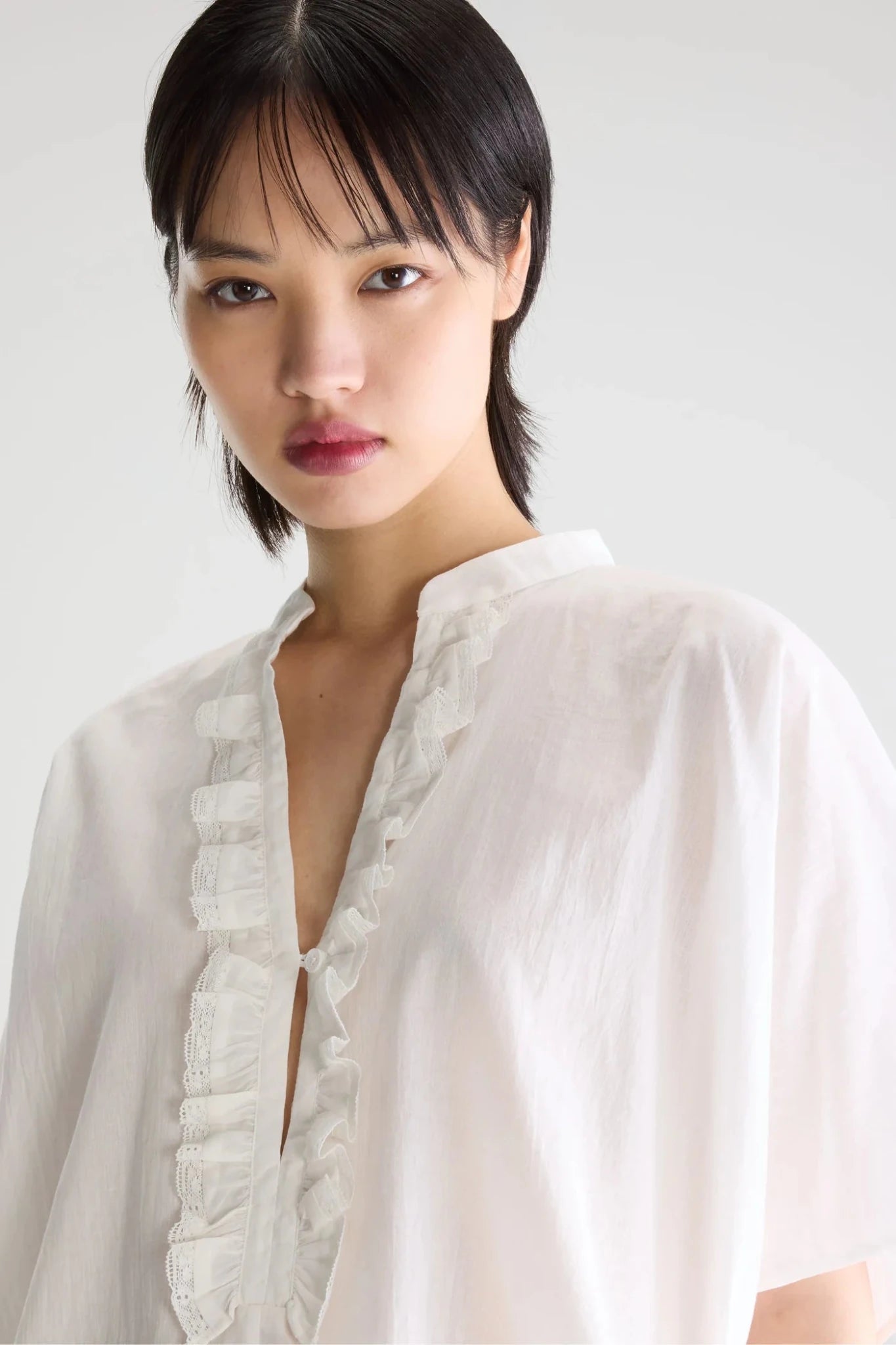 Bellerose Dahlia Short Sleeve Blouse White - Steranko Clothing Manchester