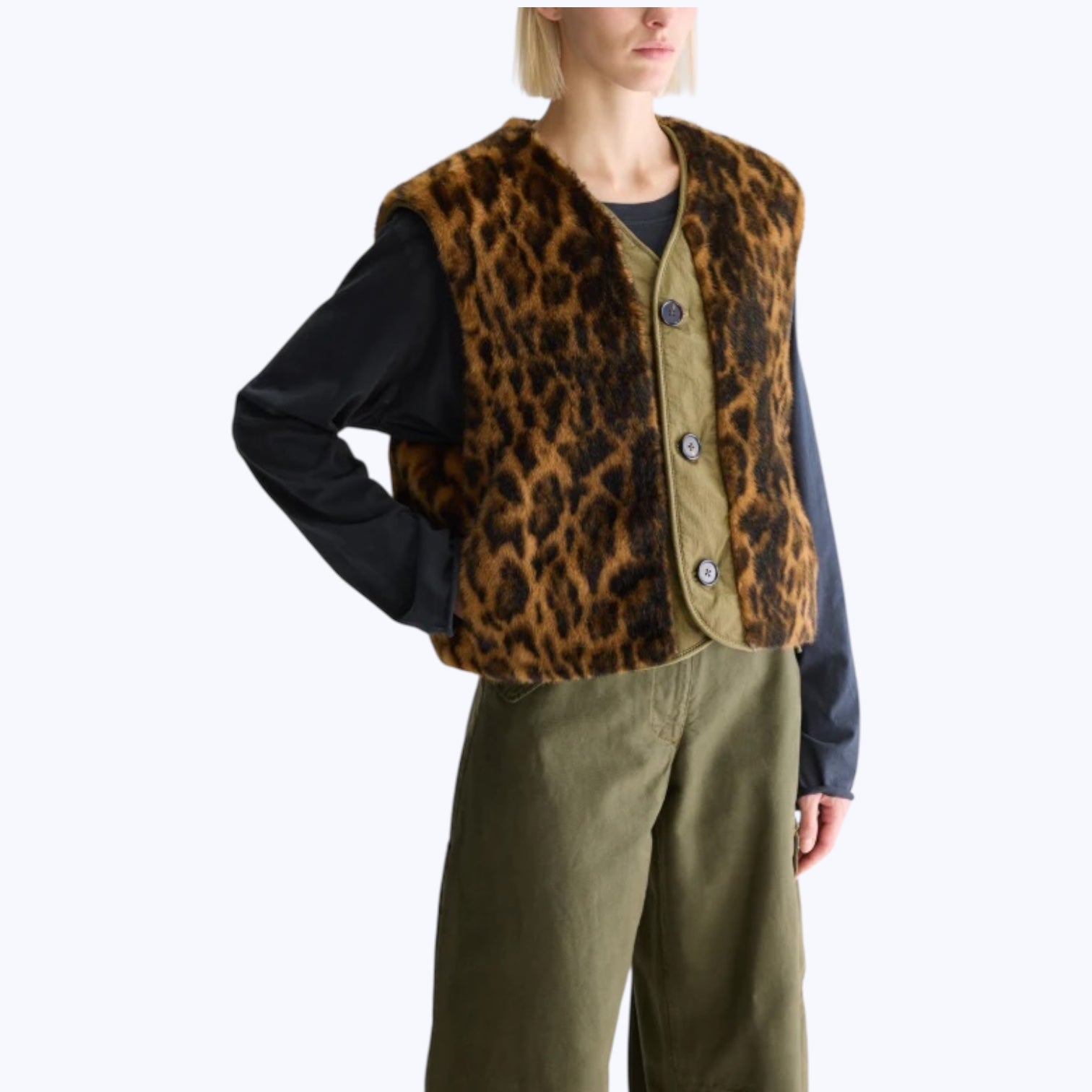 Bellerose Eloise Reversible Oversized Gilet Army - Steranko Clothing Manchester