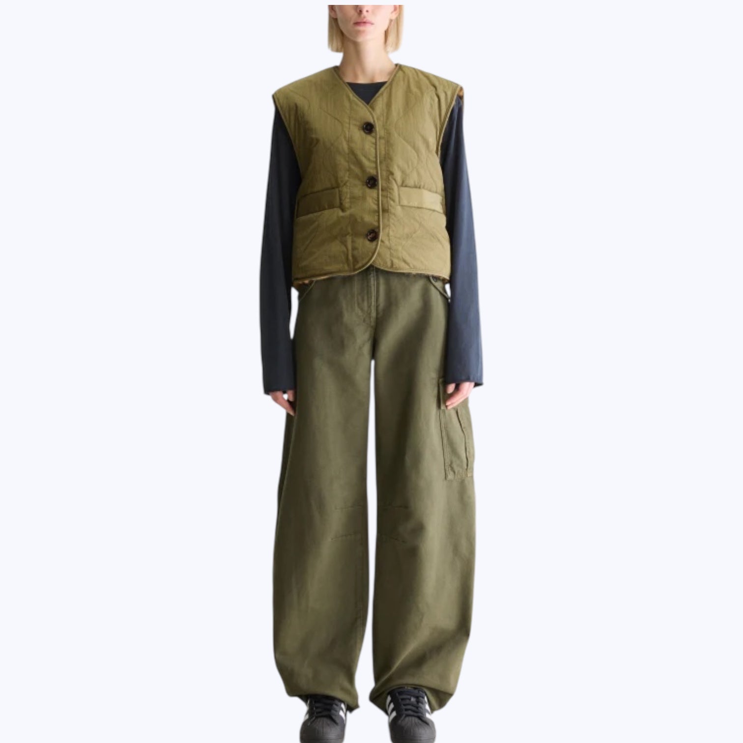 Bellerose Eloise Reversible Oversized Gilet Army - Steranko Clothing Manchester