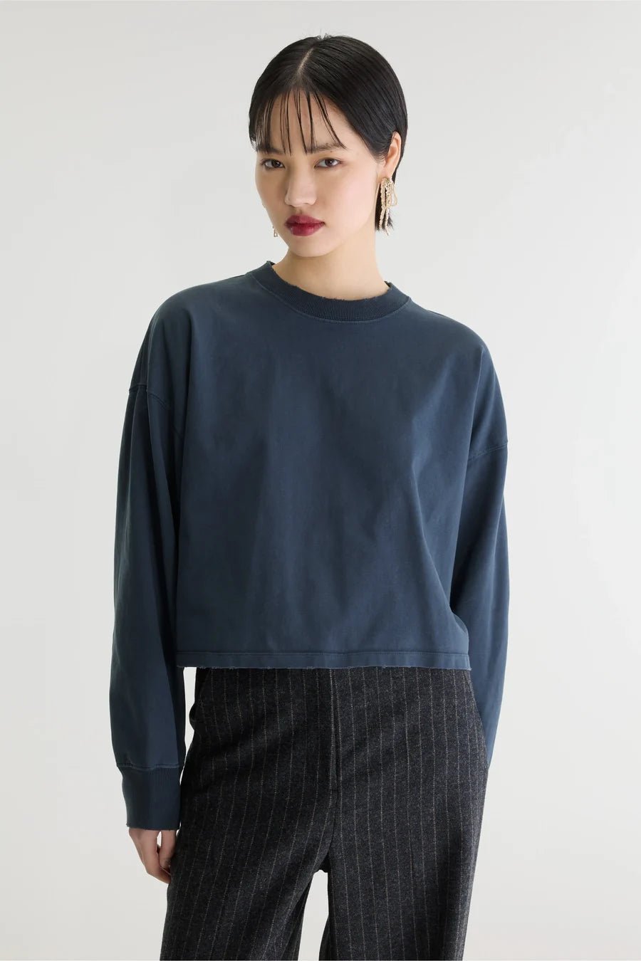 Bellerose Franto Long Sleeve T-Shirt Navy - Steranko Clothing Manchester