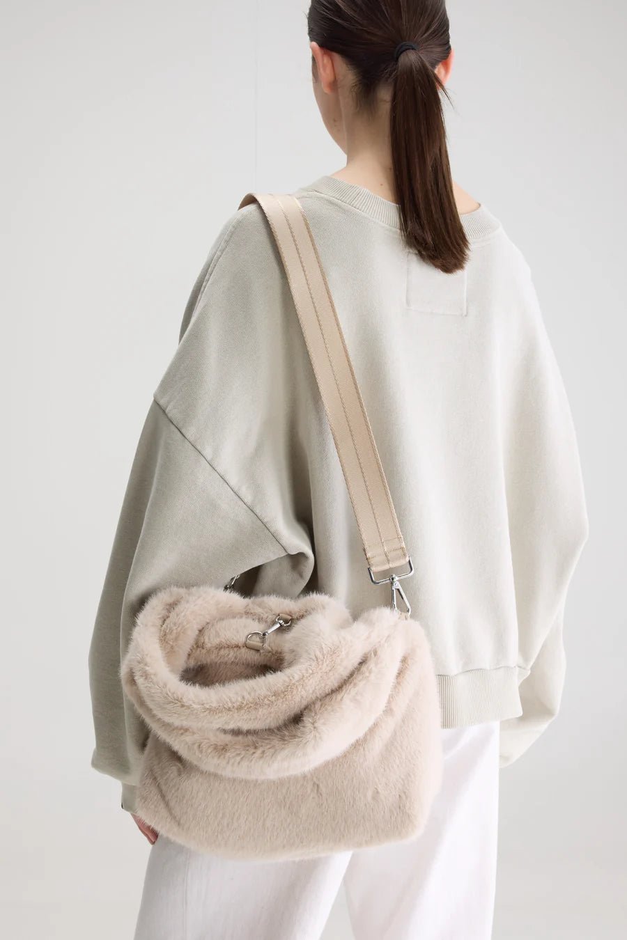 Bellerose Helga Faux-Fur Handbag Stone - Steranko Clothing Manchester