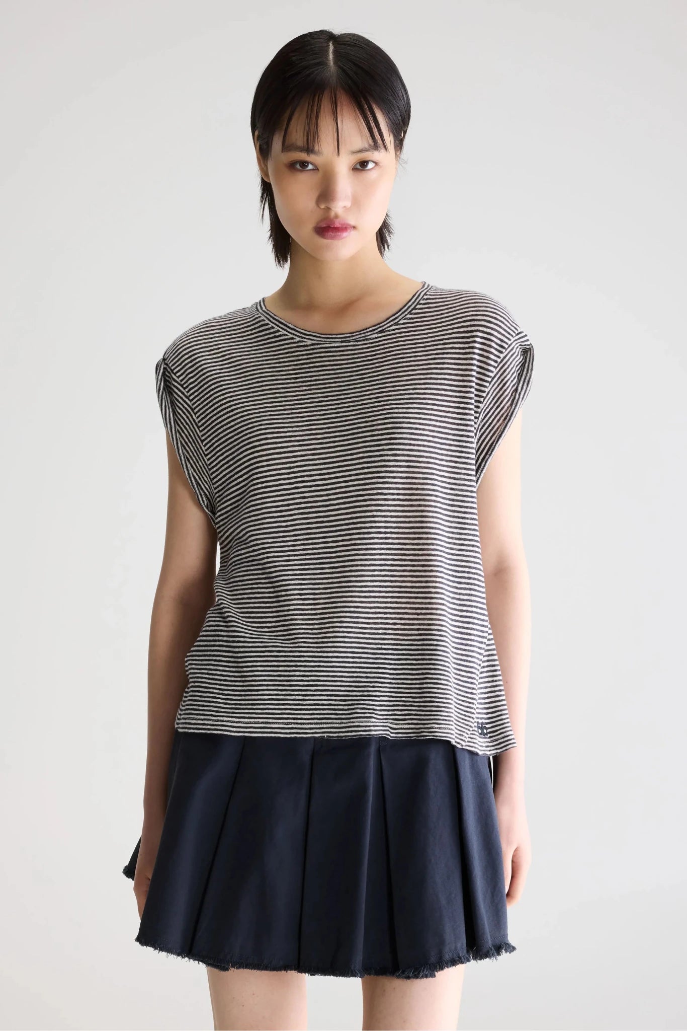 Bellerose Vlyn Sleeveless Knitted T-Shirt Stripe A - Steranko Clothing Manchester