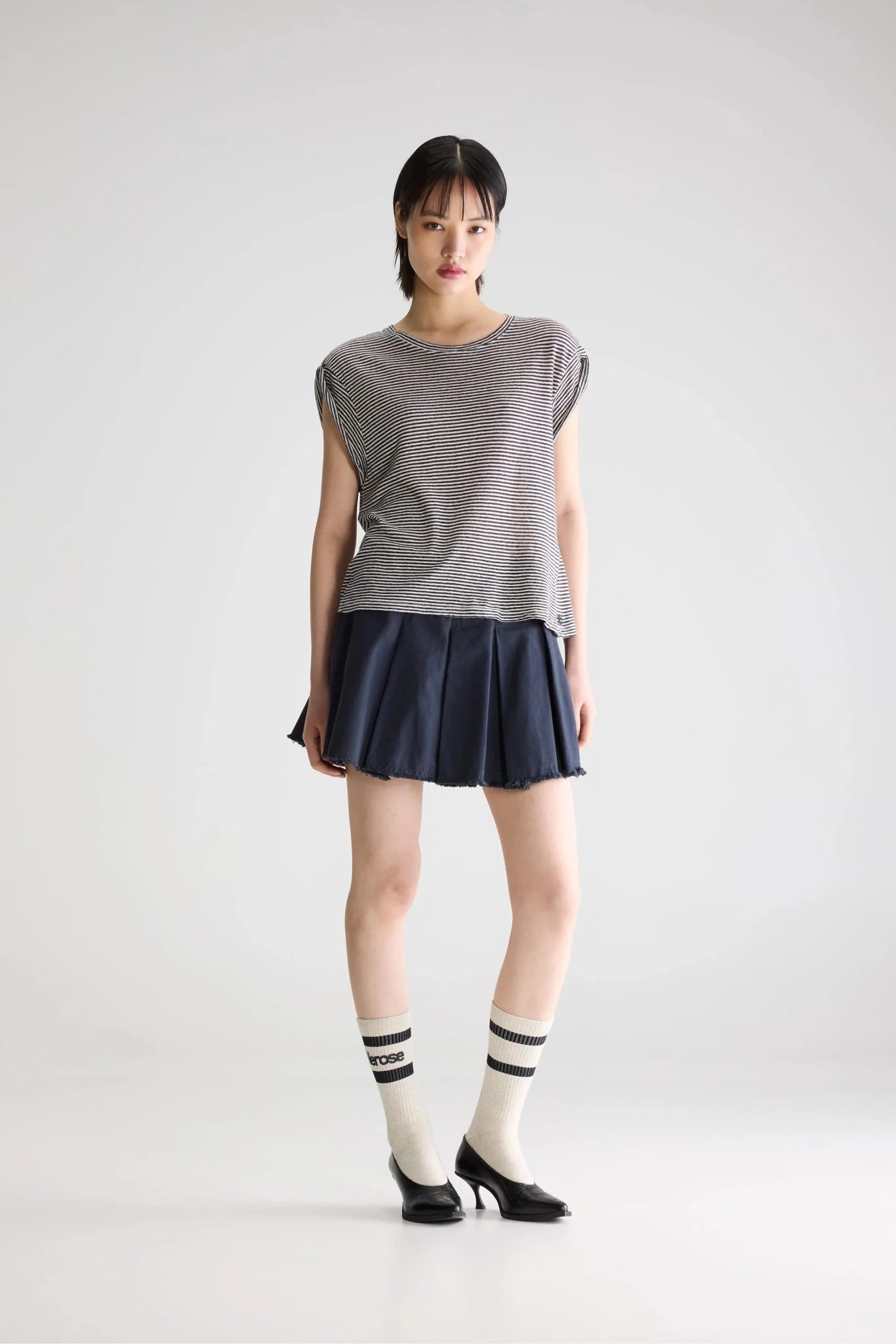 Bellerose Vlyn Sleeveless Knitted T-Shirt Stripe A - Steranko Clothing Manchester