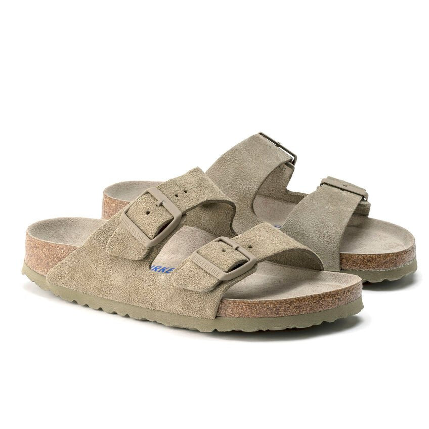 Birkenstock Arizona Soft Footbed Suede Leather Faded Khaki - Steranko Clothing Manchester