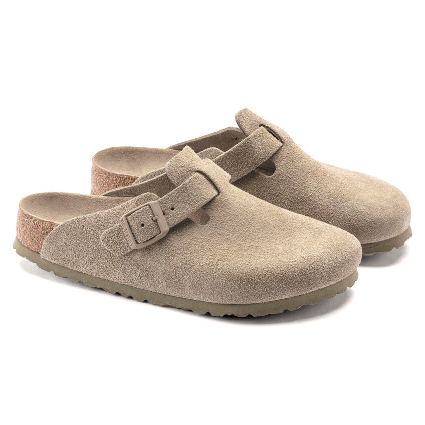 Birkenstock Boston Soft Footbed Suede Leather - Faded Khaki - Steranko Clothing Manchester