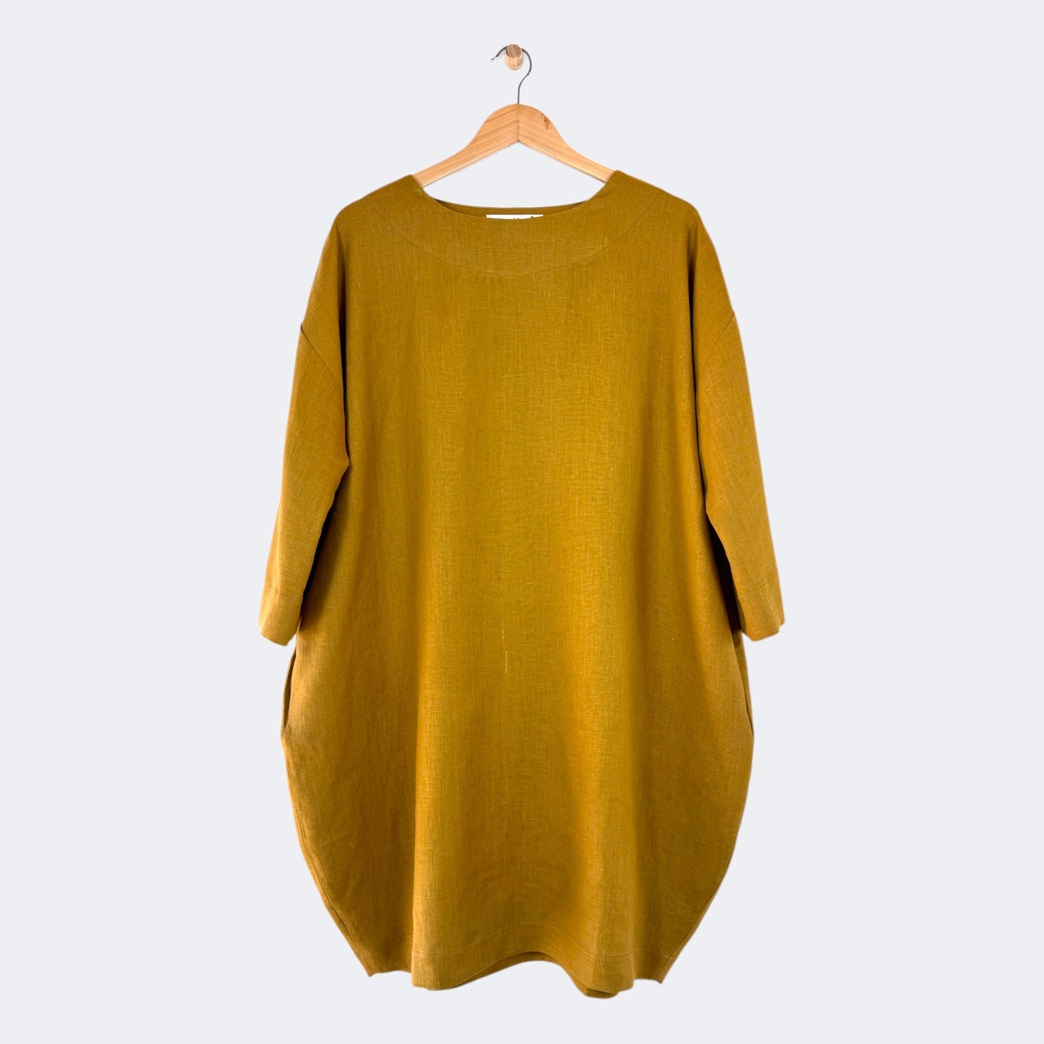 boniface Cocoon Dress Ochre Linen - Steranko Clothing Manchester