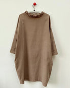 boniface Ruched Neck Cocoon Dress Beige Cord - Steranko Clothing Manchester