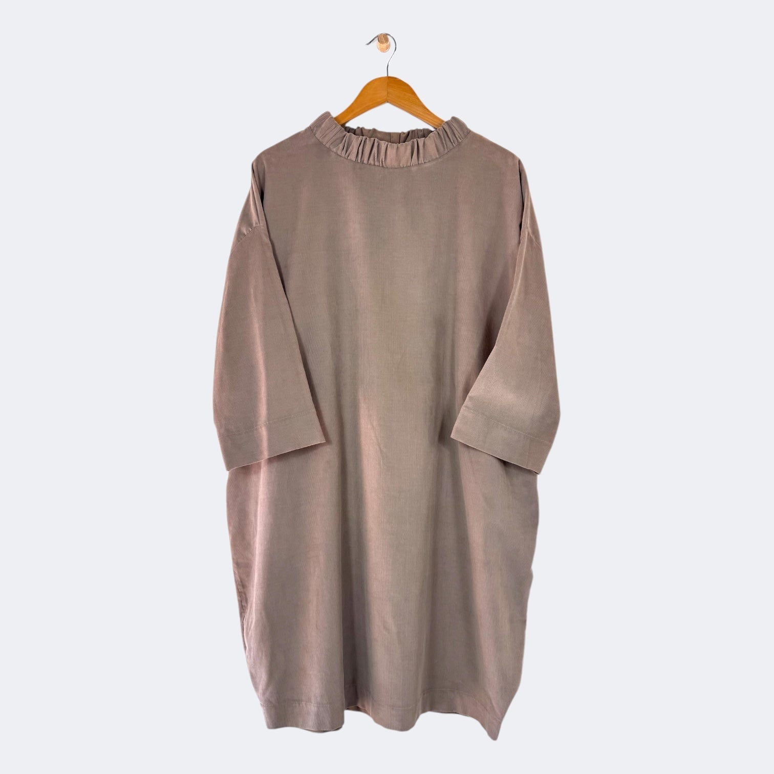 boniface Ruched Neck Cocoon Dress Beige Cord - Steranko Clothing Manchester