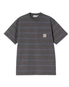 Carhartt S/S Bert Pocket Stripe T-Shirt Graphite/Curacao - Steranko Clothing Manchester