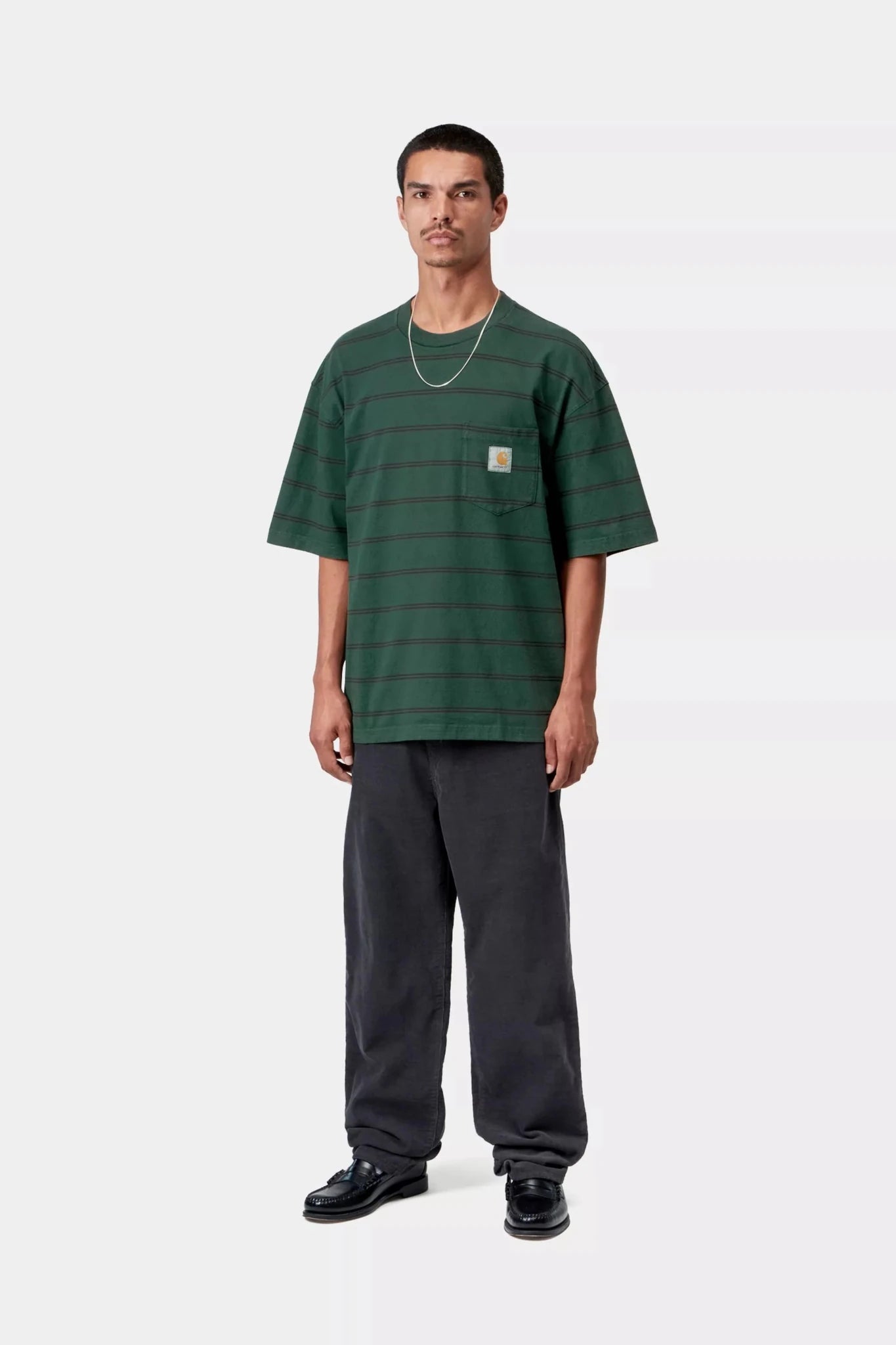 Carhartt S/S Cardona Pocket T-Shirt Cardona Stripe/Natural/Dark Scarab - Steranko Clothing Manchester