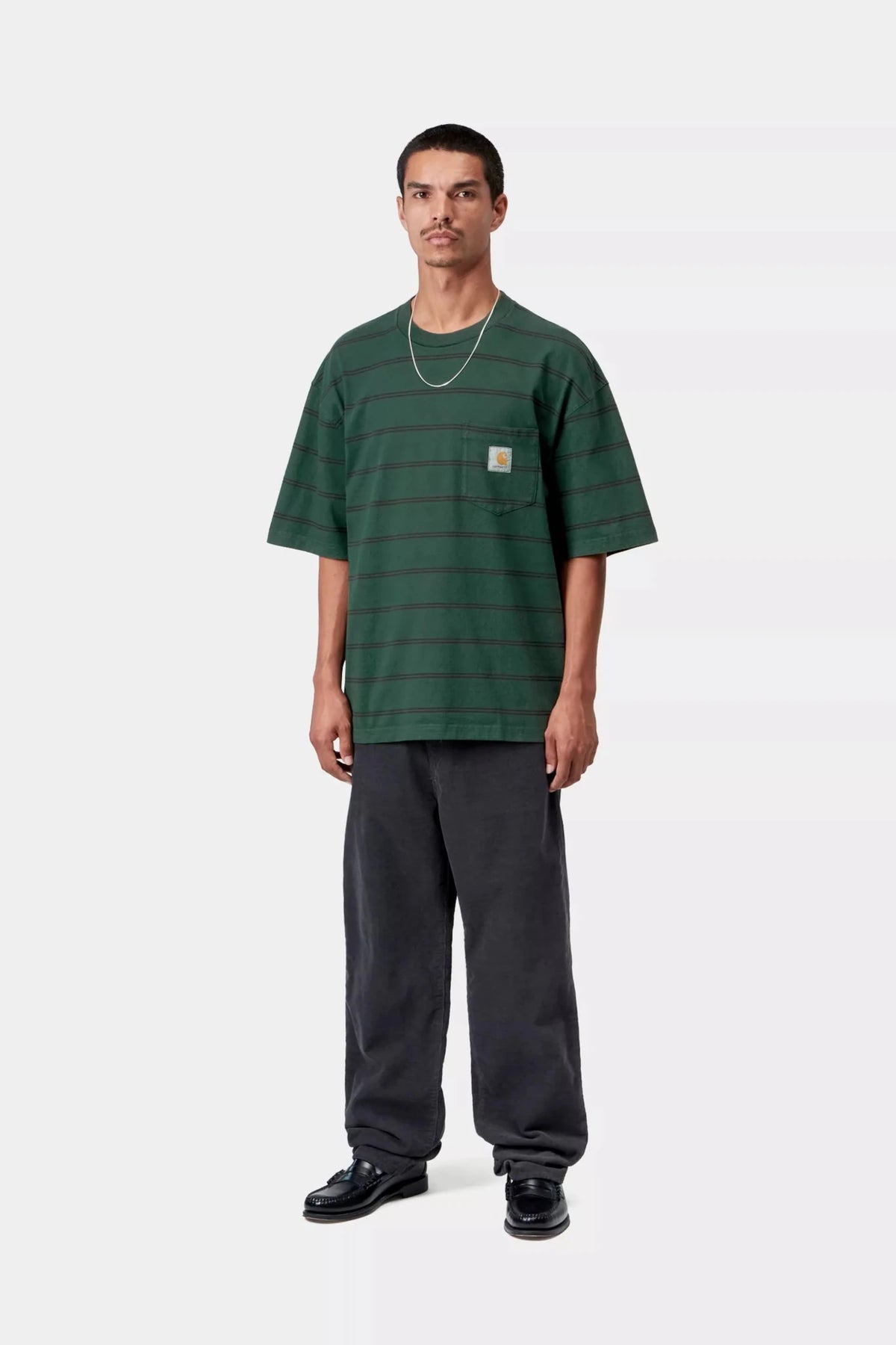 Carhartt S/S Cardona Pocket T-Shirt Cardona Stripe/Natural/Dark Scarab - Steranko Clothing Manchester