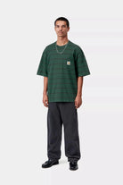 Carhartt S/S Cardona Pocket T-Shirt Cardona Stripe/Natural/Dark Scarab - Steranko Clothing Manchester