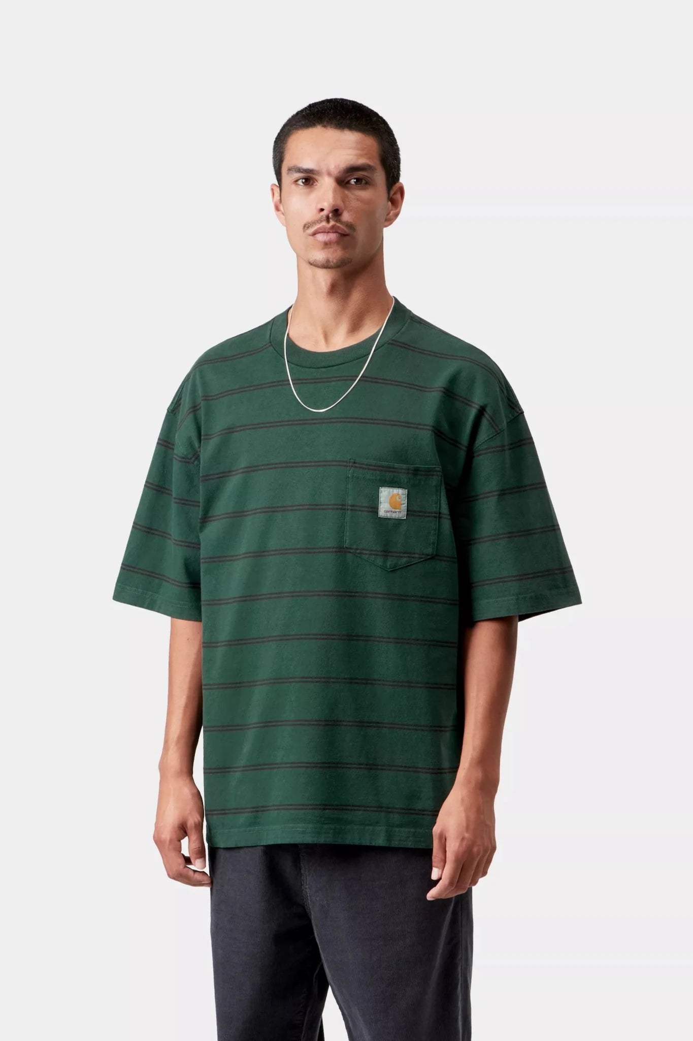 Carhartt S/S Cardona Pocket T-Shirt Cardona Stripe/Natural/Dark Scarab - Steranko Clothing Manchester
