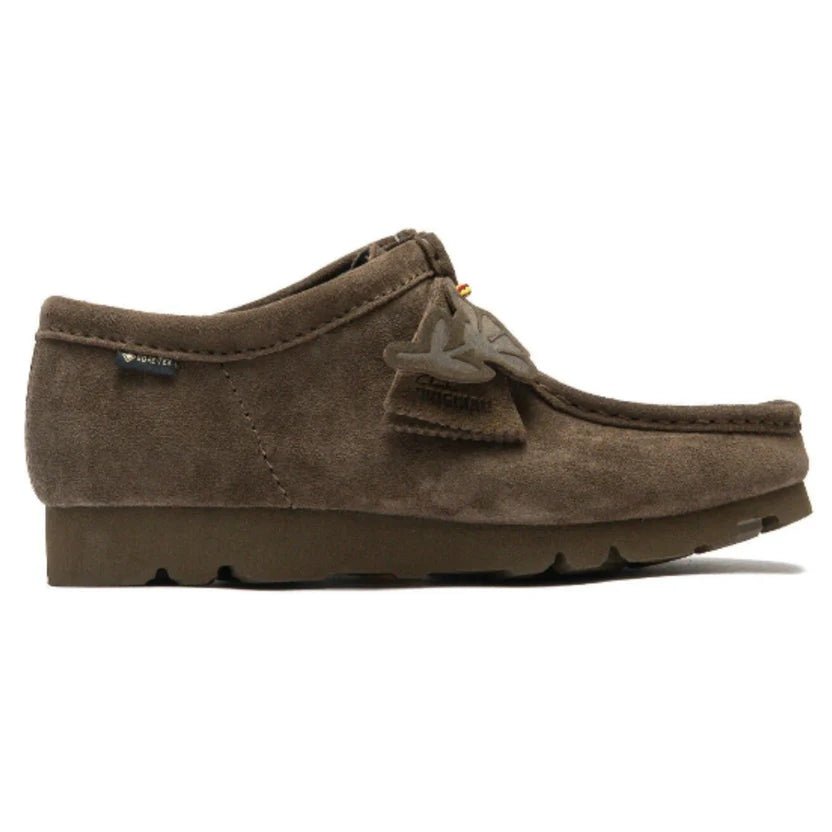 Clarks Originals Wallabee Gore-Tex Shoes Dark Olive Suede - Steranko Clothing Manchester