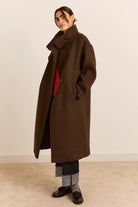 Damson Madder Agnes Wool Blend Coat Chocolate - Steranko Clothing Manchester