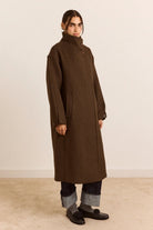 Damson Madder Agnes Wool Blend Coat Chocolate - Steranko Clothing Manchester