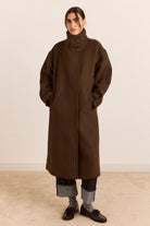 Damson Madder Agnes Wool Blend Coat Chocolate - Steranko Clothing Manchester