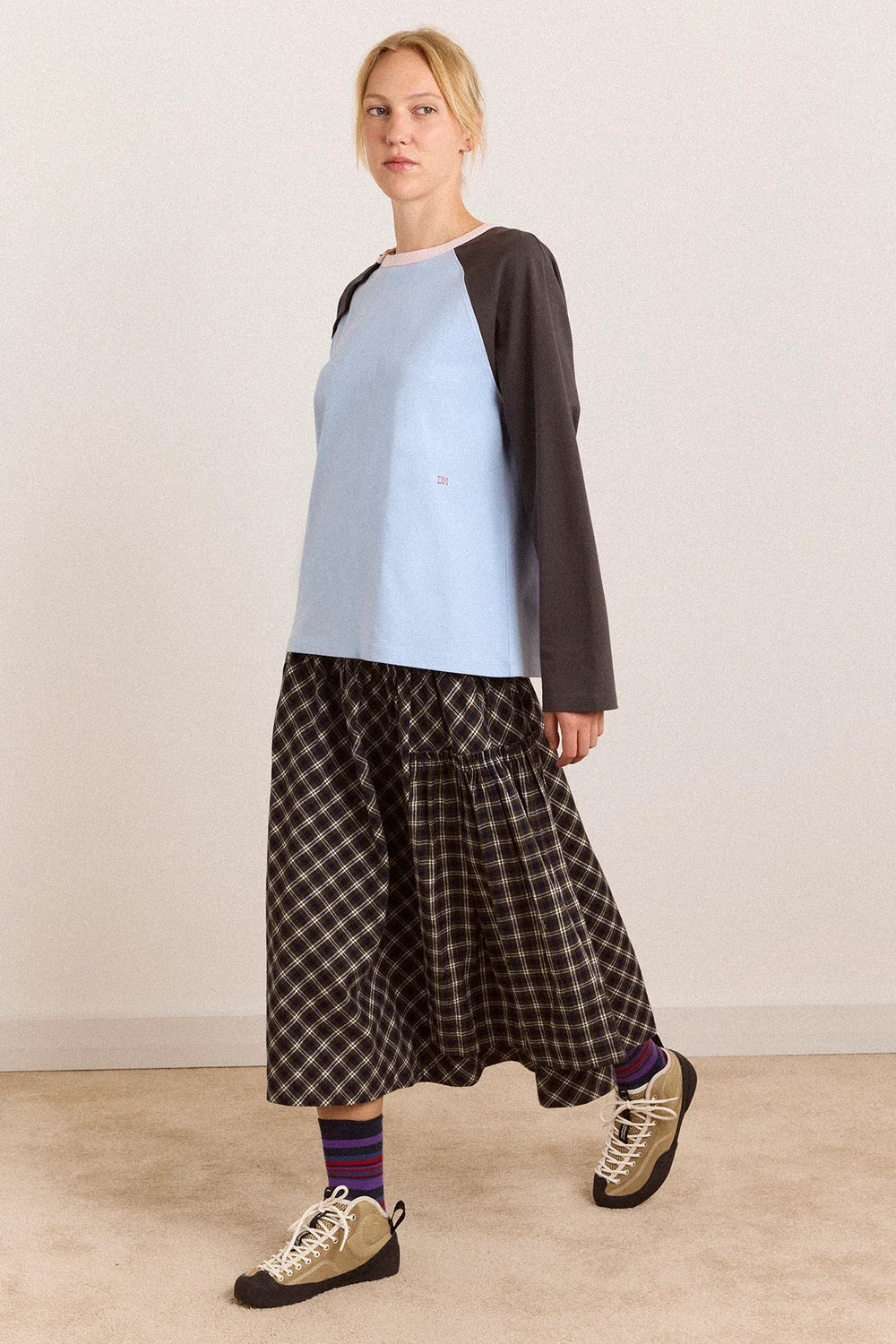 Damson Madder Berta Midi Skirt Lyra Check - Steranko Clothing Manchester