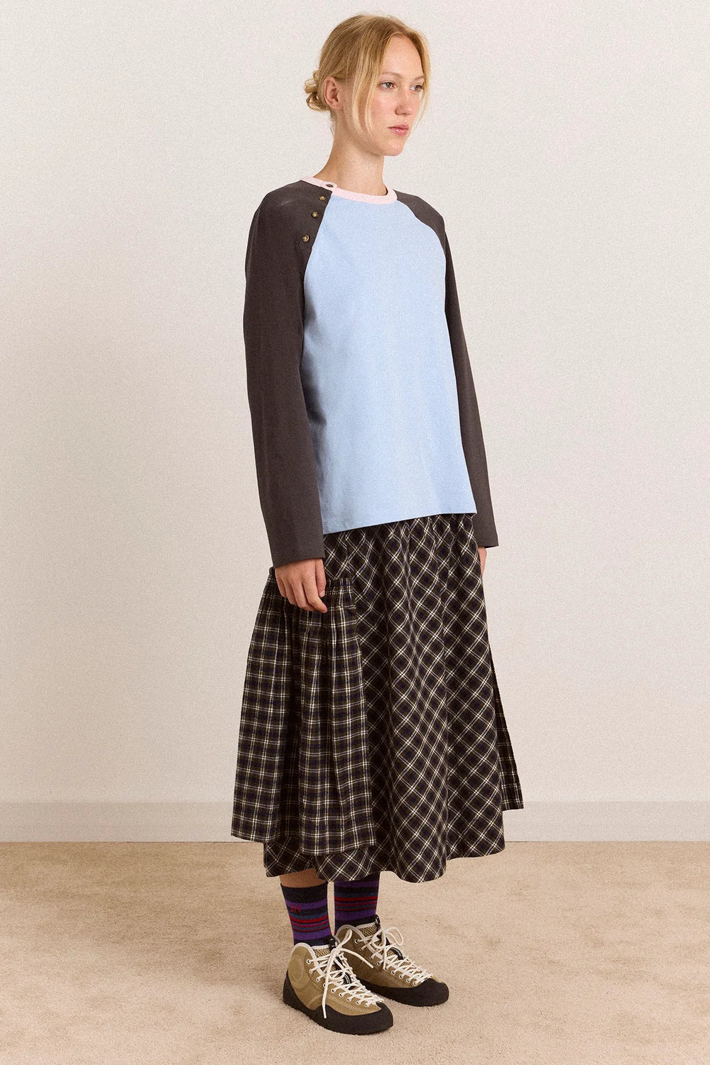 Damson Madder Berta Midi Skirt Lyra Check - Steranko Clothing Manchester