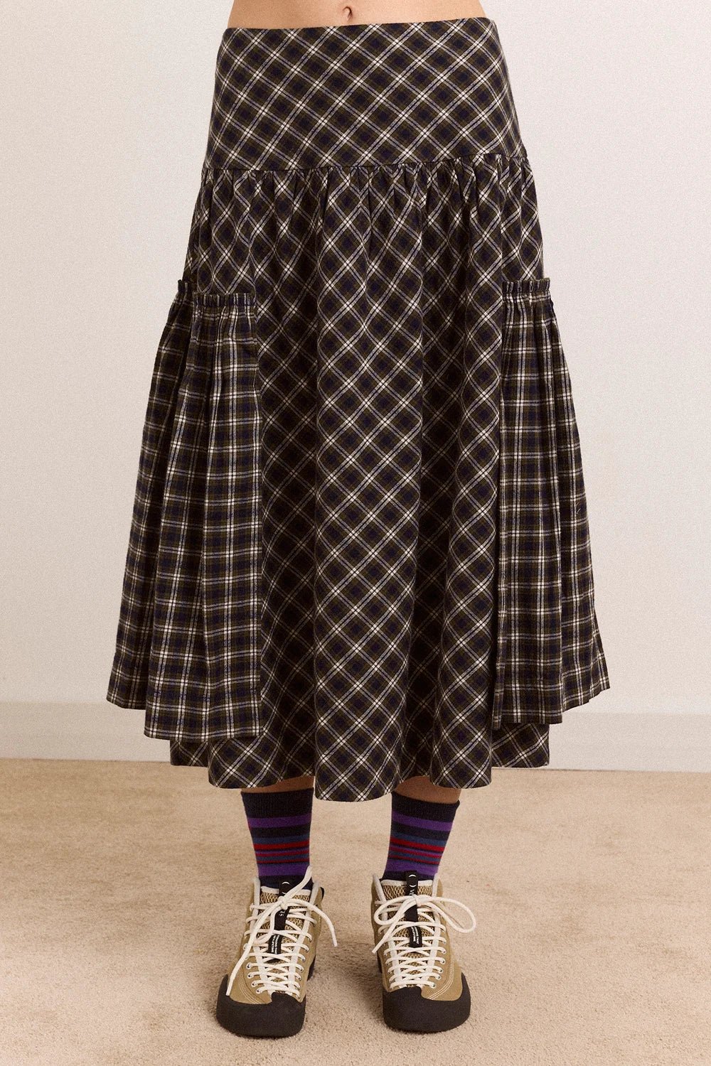 Damson Madder Berta Midi Skirt Lyra Check - Steranko Clothing Manchester