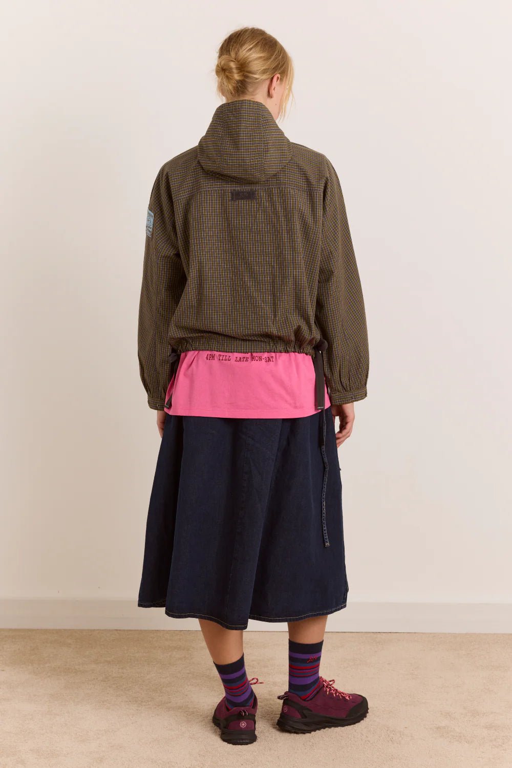 Damson Madder Blake Hooded Top Orion Check - Steranko Clothing Manchester