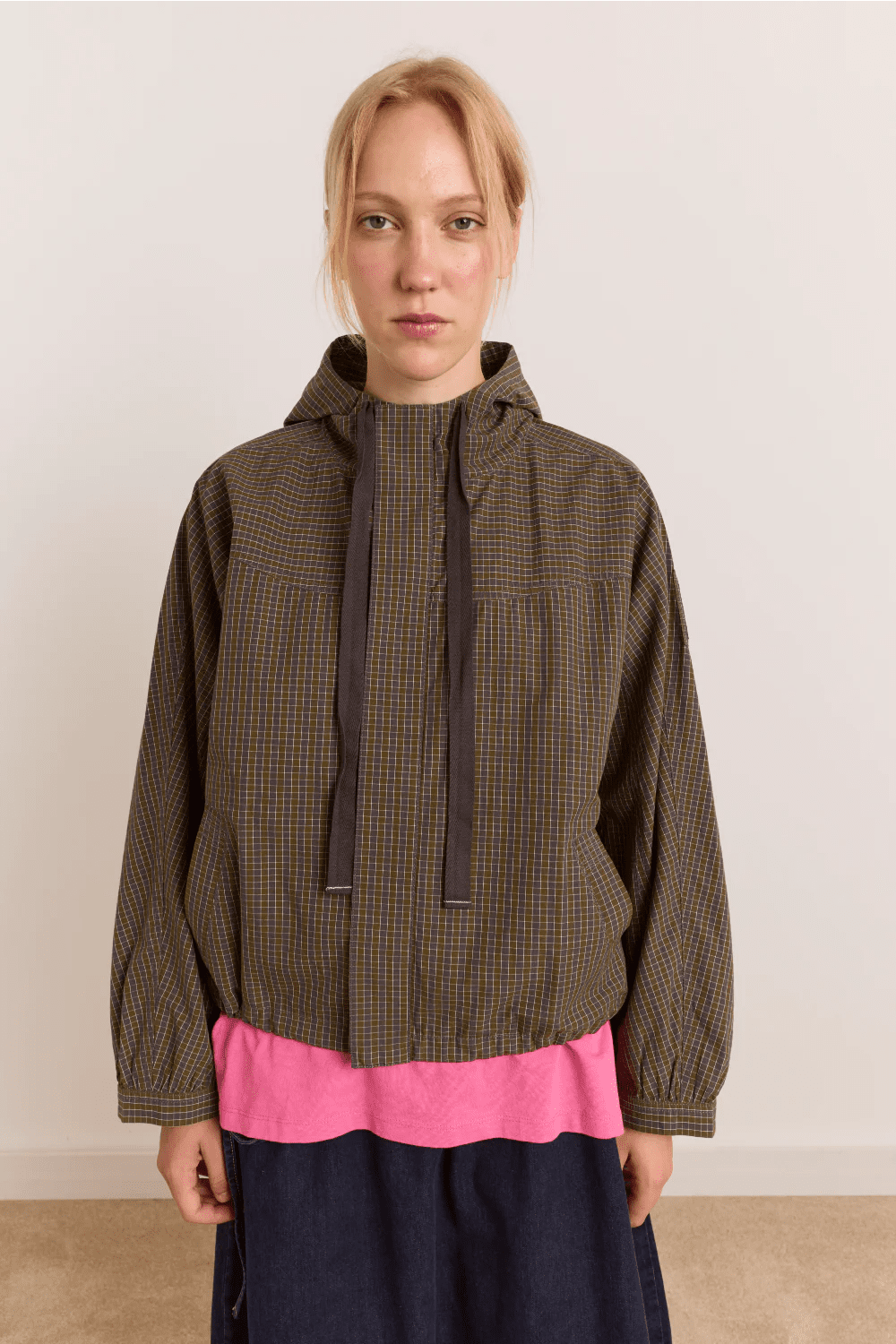 Damson Madder Blake Hooded Top Orion Check - Steranko Clothing Manchester