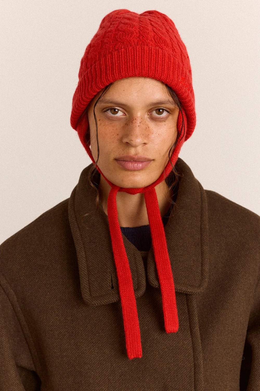 Damson Madder Cashmere Mix Turn Up Tie Beanie Red - Steranko Clothing Manchester