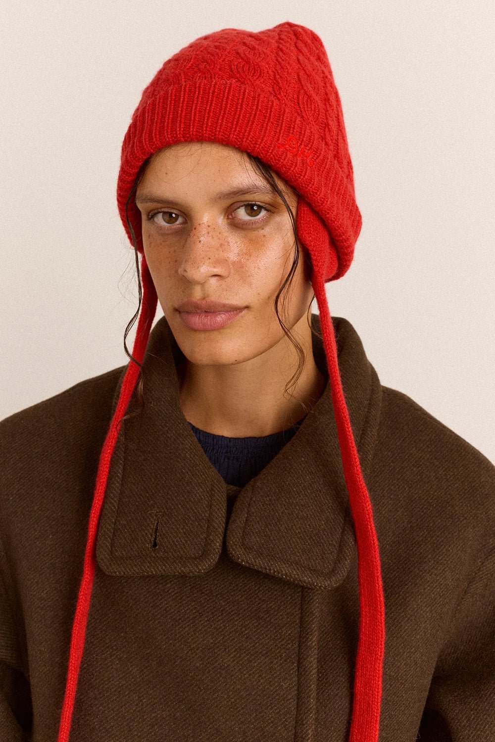 Damson Madder Cashmere Mix Turn Up Tie Beanie Red - Steranko Clothing Manchester