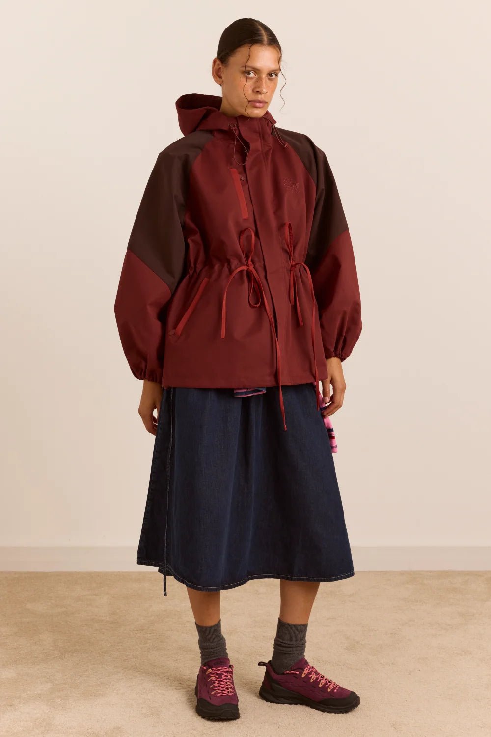Damson Madder Liu Shower Proof Raincoat Burgundy - Steranko Clothing Manchester