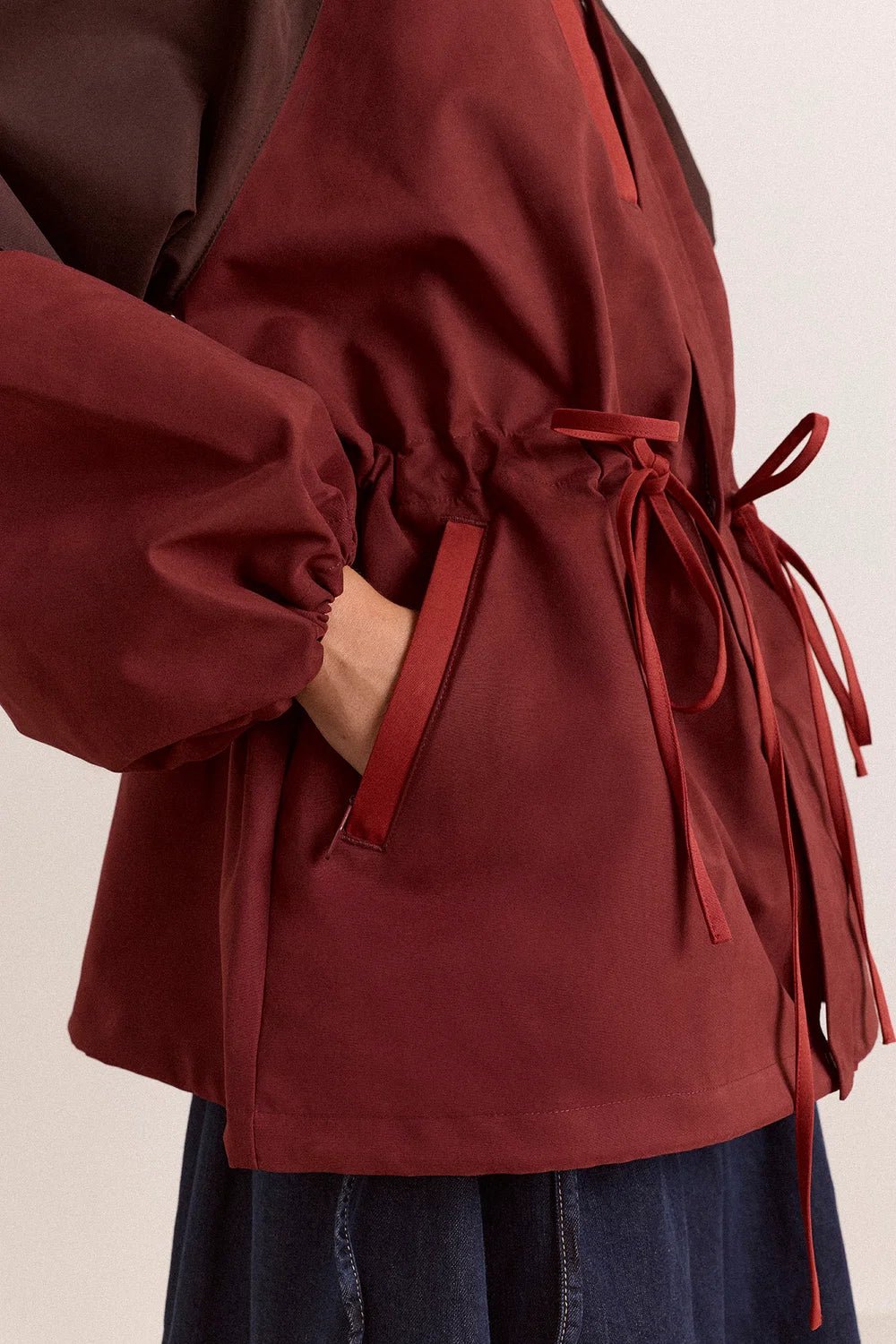 Damson Madder Liu Shower Proof Raincoat Burgundy - Steranko Clothing Manchester