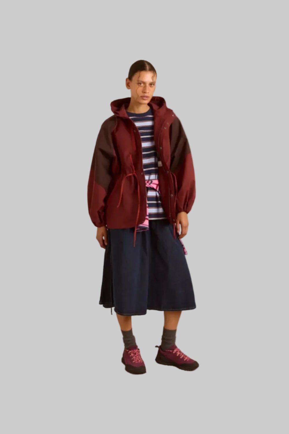 Damson Madder Liu Shower Proof Raincoat Burgundy - Steranko Clothing Manchester