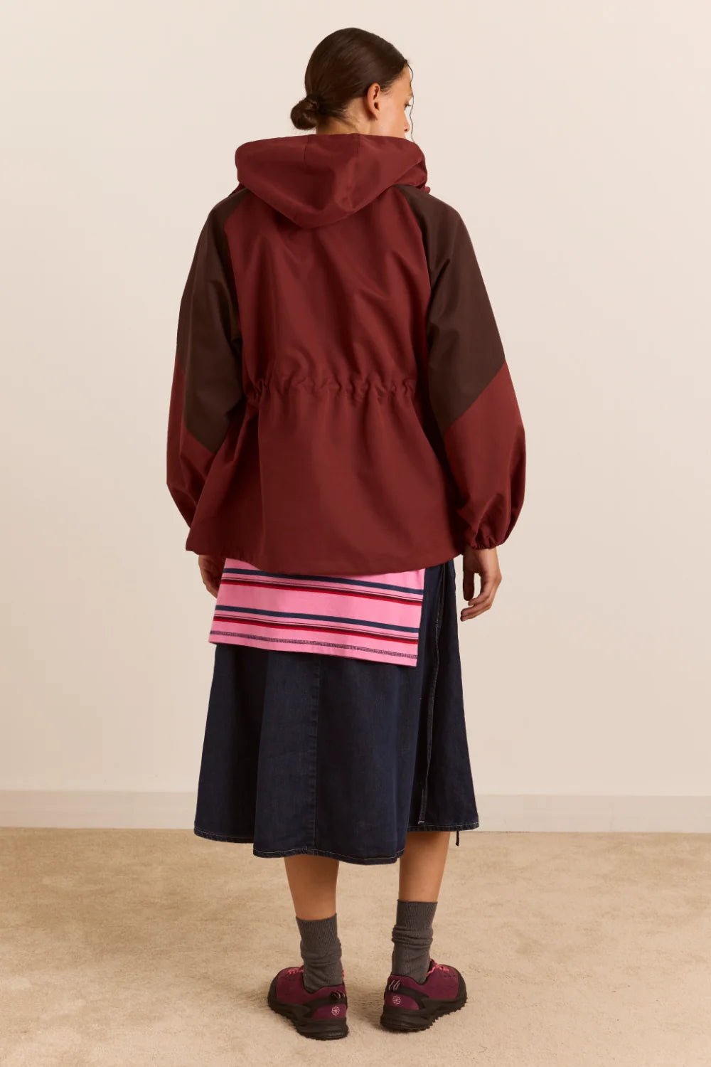 Damson Madder Liu Shower Proof Raincoat Burgundy - Steranko Clothing Manchester
