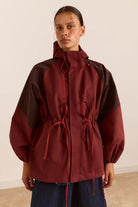Damson Madder Liu Shower Proof Raincoat Burgundy - Steranko Clothing Manchester