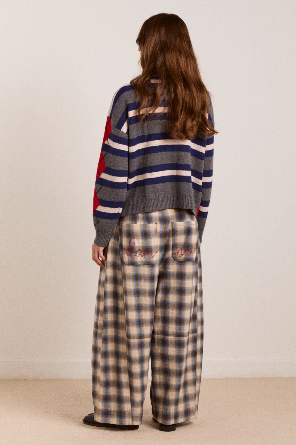 Damson Madder Mara Trouser Blur Brushed Check - Steranko Clothing Manchester