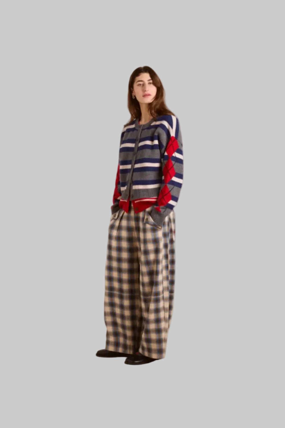 Damson Madder Mara Trouser Blur Brushed Check - Steranko Clothing Manchester