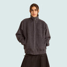 Damson Madder Pixie Wool Blend Bomber Willow Gingham - Steranko Clothing Manchester