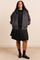 Damson Madder Pixie Wool Blend Bomber Willow Gingham - Steranko Clothing Manchester